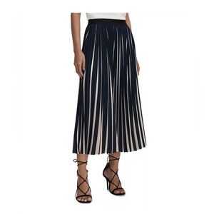 Striped pleated skirt; elasticized waistband, allover pleats   100% polyester